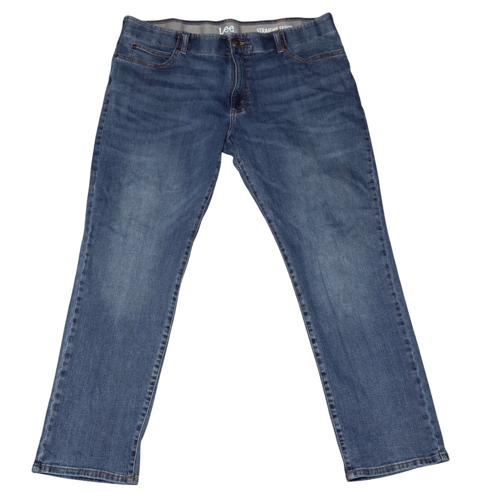 Lee Straight Taper Jeans Mens 40x32 Blue Excellent Stretch Denim Pants‎